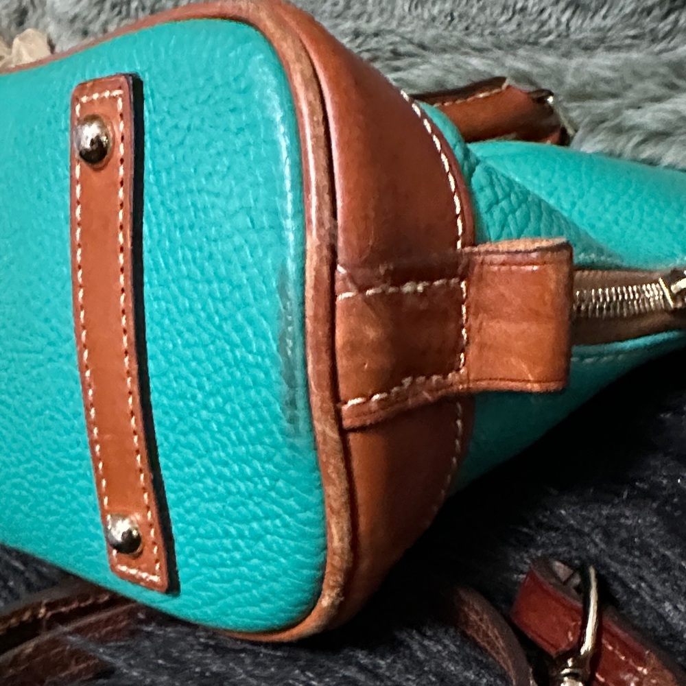 Dooney & Bourke Turquoise and Brown Satchel Shoulder Purse - Picture 11 of 12